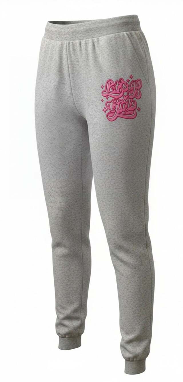 Bobbie Brooks Plus Size Let's Go Girls Graphic Jogger Sweatpants Heather Gray 2X